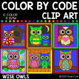 OWL DESIGNS Color by Number or Code Clip Art