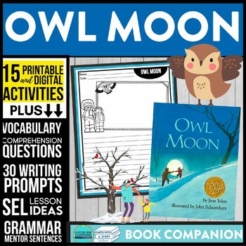 Preview of OWL MOON Activities Worksheets Winter Reading Comprehension Questions Lessons