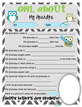 Download Owl About My Grandpa Father S Day Printable By Summerbloom Creations