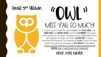 Preview of OWL miss you - editable PDF