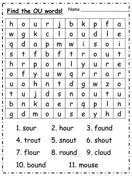 OW/OU Spelling Patterns Word Searches by Larisa Vancil | TpT