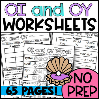 Preview of OY and OI Worksheets: Sorts, Cloze, Color by Code, Roll and Read Diphthongs