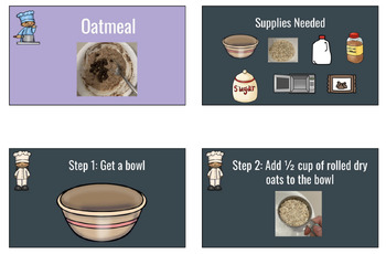 Preview of Oatmeal (Special Education Visual Recipes, Sequencing)