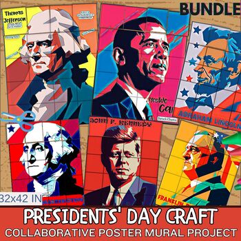 Preview of Obama,,Lincoln,Kennedy,Collaborative Poster Project,Presidents' Day Craft BUNDLE