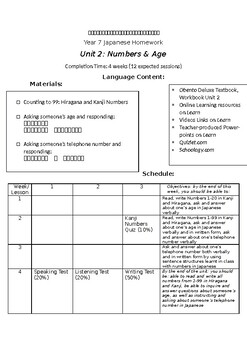 Preview of Obento Deluxe Unit 2 Homework Booklet