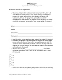 Obituary Activity Template and Rubric