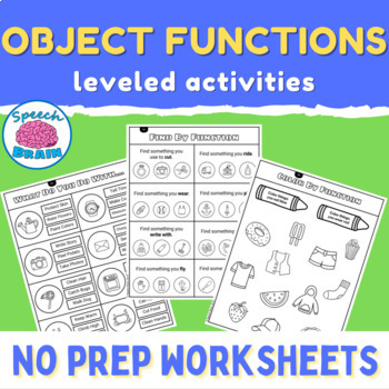 Preview of Object Functions Vocabulary Worksheets for Speech Therapy