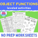 Object Functions Vocabulary Worksheets for Speech Therapy