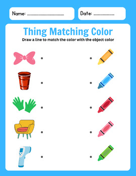 Preview of Object Matching Color Worksheet for Kindergarten