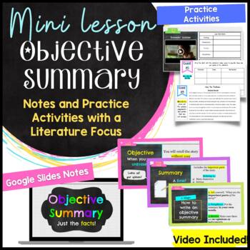Preview of Objective Summary Mini Lesson Activity for Middle School ELA - Digital