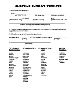 Preview of Objective Summary Template