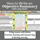 Objective Summary Writing || Lesson, Notes, Practice Activ