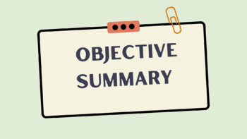 Preview of Objective Summary for High School *Ideal for summer school!*