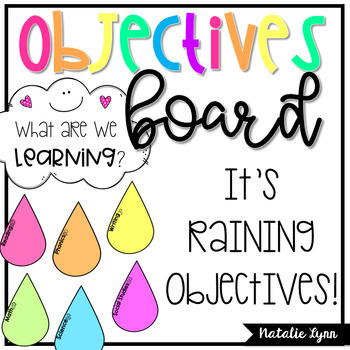 Preview of Objectives Board | Rainbow Rain Cloud Learning Objectives Display