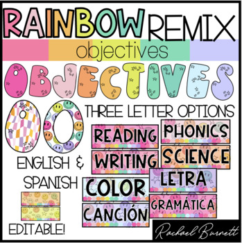 Preview of Objectives // Rainbow Remix Bundle 90's retro classroom decor