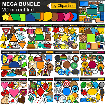 Preview of 2D Real World Shapes Clip Art Bundle/ Math Clipart Commercial use /Objects