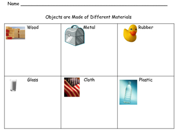 objects are made of different materials activity by brenda