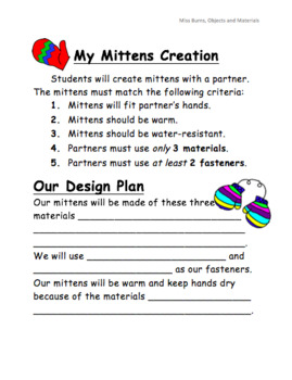 Preview of Objects and Materials Grade 1-2 Unit Plan