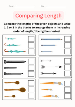 Objects comparing length worksheets - Measuring & Estimating Length for ...