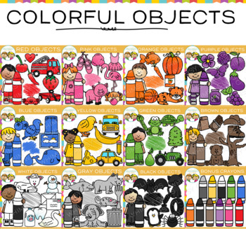 Preview of Kids, Crayons, and Objects in Color Clip Art Bundle