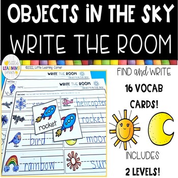 Preview of Objects in the Sky Write the Room | Sensory Bin Activity