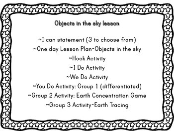 Objects in the sky (lesson plan and activities) by Oodles of fun
