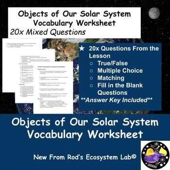 Solar System ESL Vocabulary Matching Exercise Worksheet