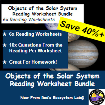 Preview of Objects of the Solar System Lesson Reading Worksheet Bundle **Editable**