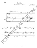 Oblivion for Trombone and Piano by Astor Piazzolla (Score+