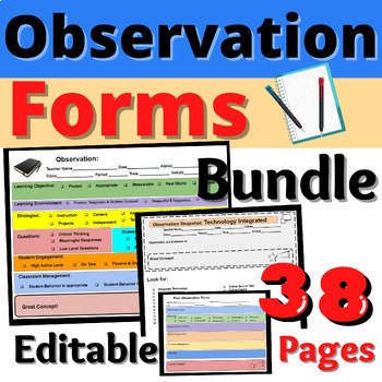 Preview of Observation Forms Bundle Principal Walkthrough Forms Observations Teacher School