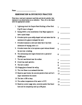 Observation Inference Worksheet By Lesson Universe Tpt
