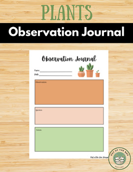 Preview of Observation Journal: Student Observations for Teachers: Plant Themed