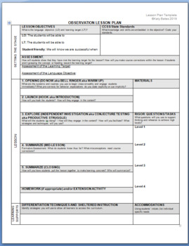 Observation Lesson Plan Template with Coaching by The ...