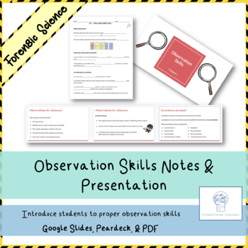 Preview of Observation Skills in Forensic Science: Notes & Presentation