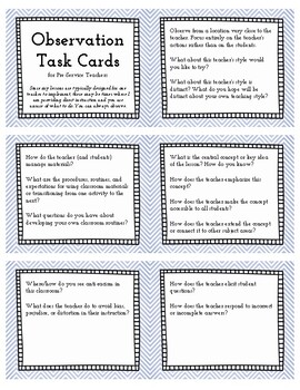 Preview of Observation Task Cards for Pre-Service Teachers
