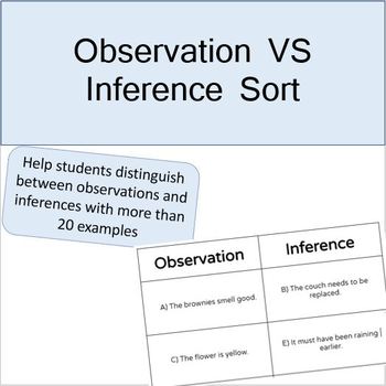 Observation Vs Inference Sort By Upper Elementary Techie Tpt