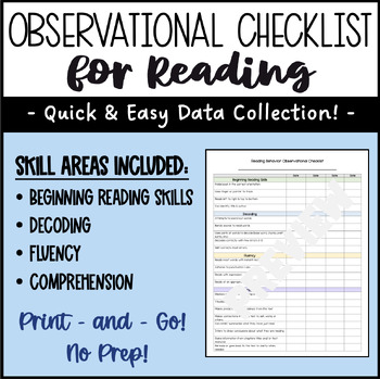 Preview of Observational Checklist for Reading Skills