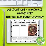 Observations & Inferences in Science - Digital & Print Worksheets
