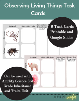Preview of Observing Living Things Task Cards (Amplify Science 3rd Grade Inherited Traits)