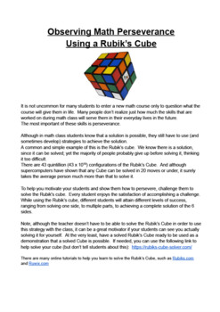Preview of Observing Math Perseverance Using a Rubik’s Cube