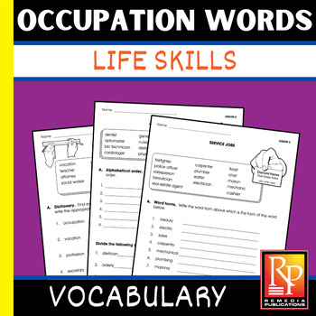 Preview of Occupation Words Worksheets  - Life Skills Vocabulary - Reading & Writing