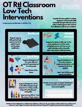 Preview of Occupational Therapist Response to Intervention Classroom Low Tech Interventions