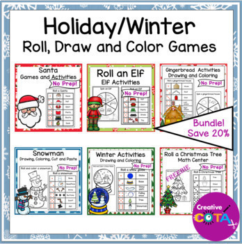 Preview of Occupational Therapy Winter & Christmas Math Centers Fine Motor Drawing Bundle