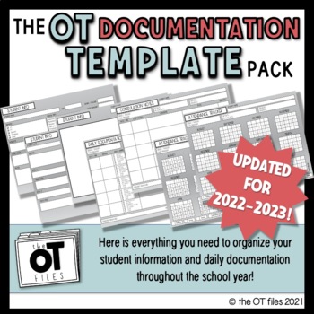 Preview of Occupational Therapy DOCUMENTATION Template Pack PRINTABLE **UPDATED for '23-'24