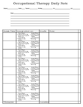 Occupational Therapy Daily Notes by Lacy's Learning Lab | TpT