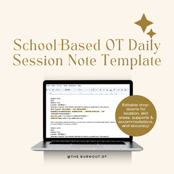 Preview of Occupational Therapy Daily Session Note Template EDITABLE Drop-Downs
