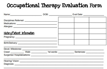 Preview of Occupational Therapy Evaluation Form