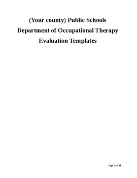 Preview of Occupational Therapy Evaluation Templates