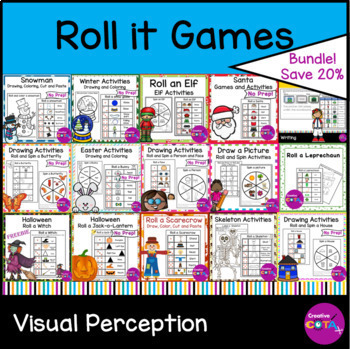 Preview of Occupational Therapy Fine Motor Roll & Draw Visual Perception or Math Dice Games