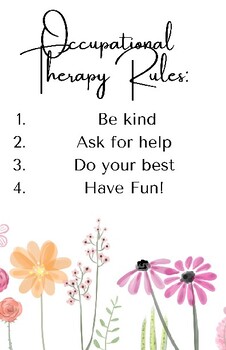 Preview of Occupational Therapy Flower Rules